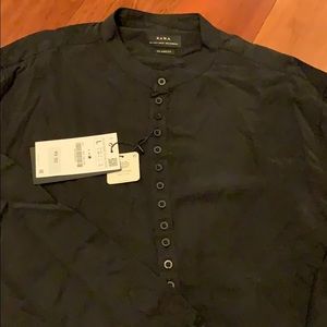 Men's black long sleeve tunic shirt NWT